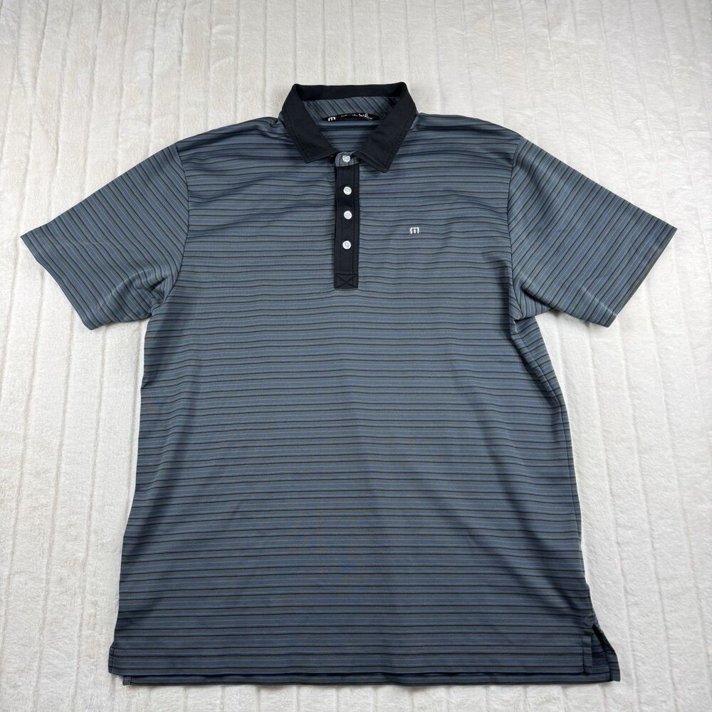 Travis Mathew Men’s Golf Polo Shirt XL Gray Stripe Performance Stretch Sport